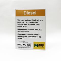 Placa Sinalizadora Diesel 15cm x 20cm Laminado com Vinil ANP