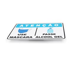 PLACA DE ALERTA USE MÁSCARA E ÁLCOOL GEL