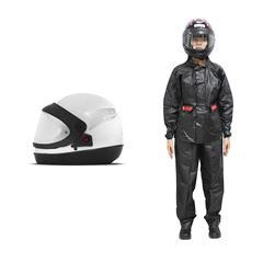 Kit Capacete Sport moto BC 58 Pro Tork e Conjunto protetor impermeável feminino P Serrana 