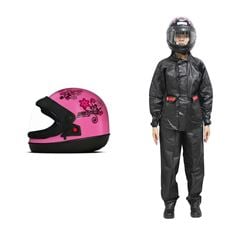 Kit Capacete Sport moto RS 56 Pro Tork e Conjunto protetor impermeável feminino P Serrana 