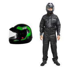 Kit Capacete Sport moto VD 56 Pro Tork e Conjunto protetor impermeável Masculino P Serrana 