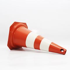 CONE PVC RÍGIDO 50 CENTÍMETROS LARANJA E BRANCO