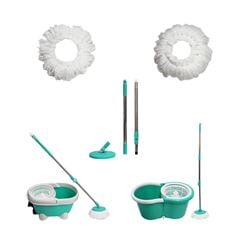 Kit spin mop 4 em 1 com pedal lt-505 macrolub + spin mop 2 em 1 lt-516 + refil microfibra para mop giratório 85gr + refil microfibra para mop giratório 120gr + conjunto cabo e disco para mop