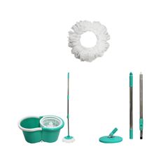 Kit spin mop 2 em 1 lt-516 + refil microfibra para mop giratório 85gr + conjunto cabo e disco para mop giratório