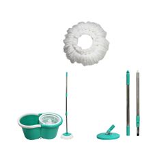 Kit spin mop 2 em 1 lt-516 + refil microfibra para mop giratorio 120gr + conjunto cabo e disco para mop giratório