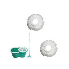 KIT COM SPIN MOP 2 EM 1 LT-516 MACROLUB + 2 UNIDADES DE REFIL MICROFIBRA PARA MOP GIRATÓRIO 120GR 