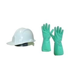 KIT CAPACETE DE SEGURANÇA EPI BRANCO COM CARNEIRA PLASTC + LUVAS NITRÍLICAS NITRITEX 90 FLOCADA TAMANHO 10 GG PLASTCOR