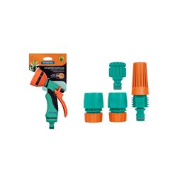 KIT HIDROPISTOLA ENGATE RÁPIDO 10 JATOS TRAMONTINA + CONJUNTO PARA IRRIGAÇÃO COM ENGATE RÁPIDO E ESGUICHO 4 PEÇAS TRAMONTINA