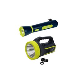 Kit Lanterna Power Led 65 Lumens Recarregável Mor + Lanterna Holofote Power Led 265 Lumens Recarregável Mor