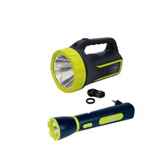 Kit Lanterna Power Led 140 Lumens Recarregável Mor + Lanterna Holofote Power Led 265 Lumens Recarregável Mor