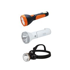 Kit Lanterna Power Led 150 Lumens Recarregável Mor + Lanterna e Luminária 140 Lumens Branca Recarregável Mor + Lanterna de Cabeça Recarregável 90 Lumens Mor