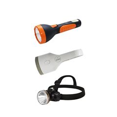 Kit Lanterna Power Led 150 Lumens Recarregável Mor + Lanterna 160 Lumens Branca Recarregável Mor + Lanterna de Cabeça Recarregável 90 Lumens Mor