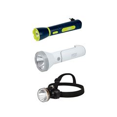 Kit Lanterna Power Led 140 Lumens Recarregável Mor + Lanterna e Luminária 140 Lumens Branca Recarregável Mor + Lanterna de Cabeça Recarregável 90 Lumens Mor