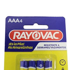 PILHA ZINCO AAA RAYOVAC CARTELA 4 PILHAS