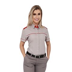 Camisa Executiva Feminina Vermelha Manga Curta PP - Macrolub